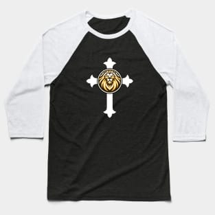 Lion Of Judah on the Cross Christian Logo Baseball T-Shirt